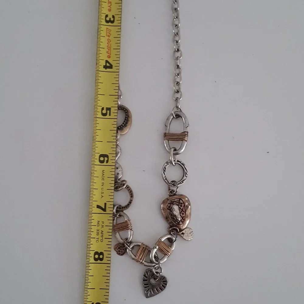 Multi-Tone Metal Necklace 16" Silver-Tone Chain Hearts/Love Valentines D… - Picture 5 of 5
